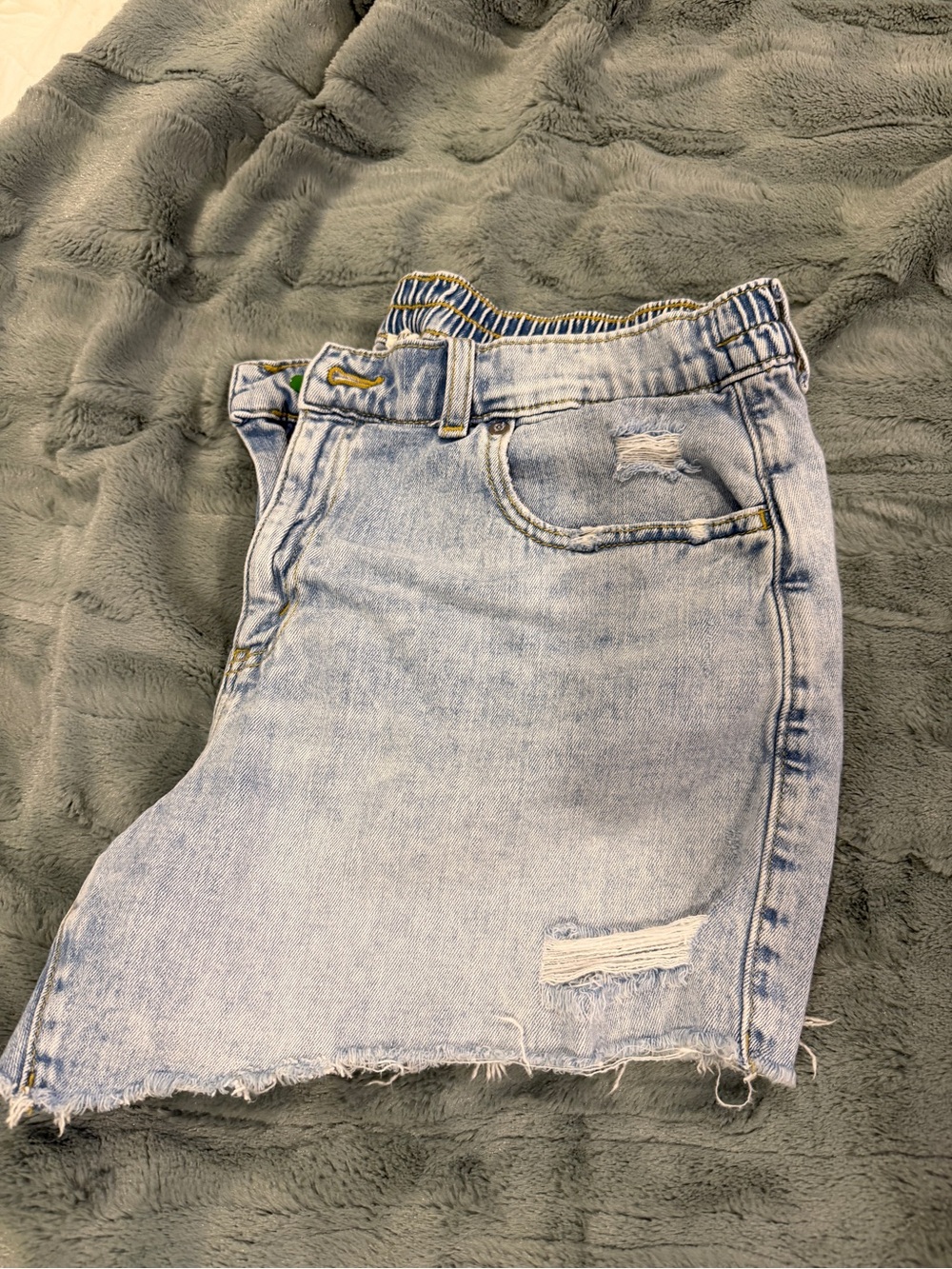 aerie Light Blue Distressed Denim Shorts